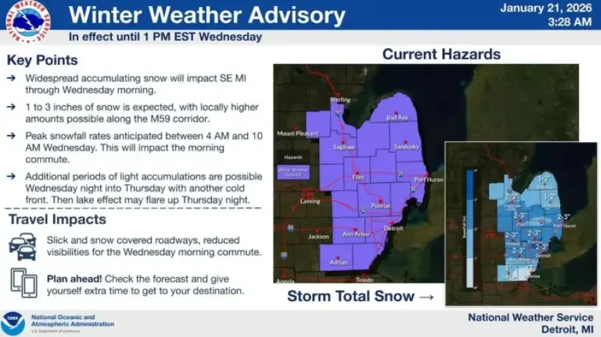 Detroit Winter Weather Advisory Persists: Check Timeline for Snow Arrival