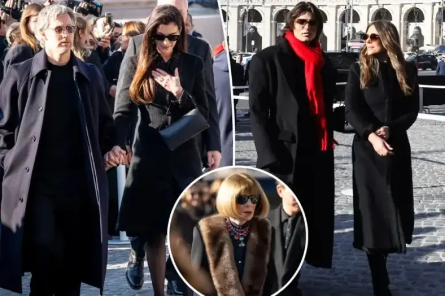 Anne Hathaway and Anna Wintour Honor Valentino at Rome Funeral