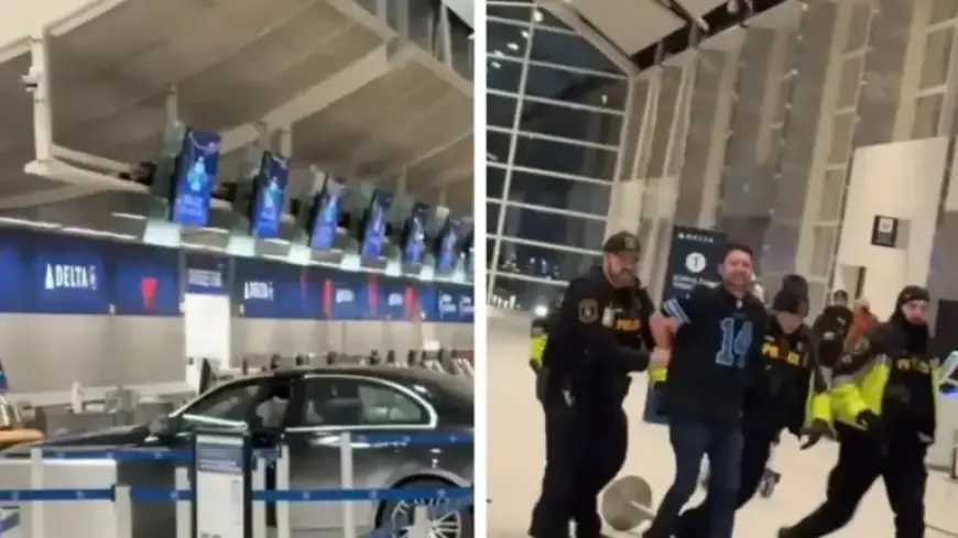 Car Crashes into Detroit Airport Terminal in Shocking Video