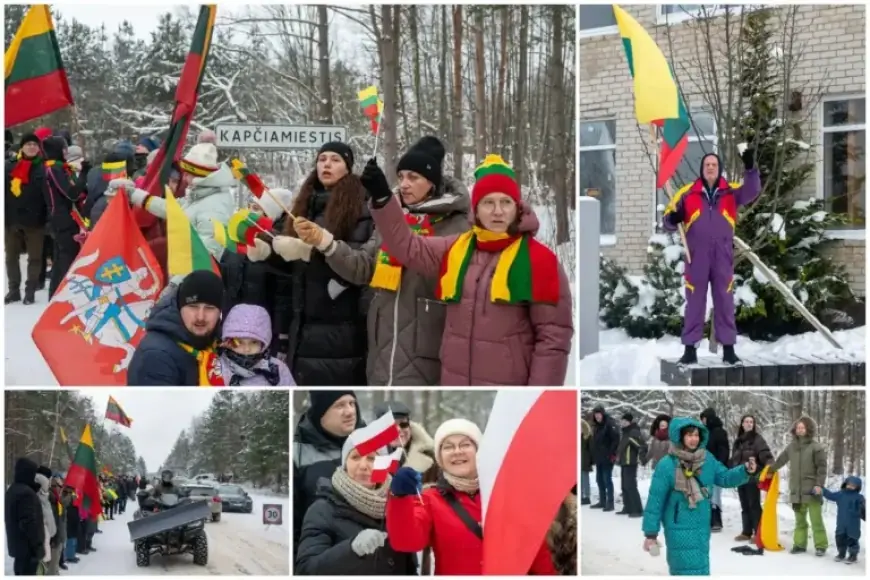 Thousands Protest in Kapčiamiestis, Forming Kilometer-Long Human Chain