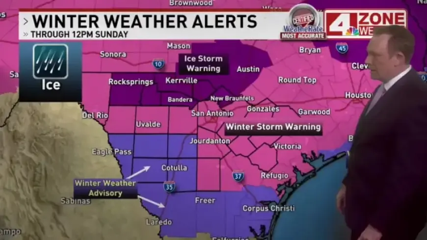Freezing Rain and Sleet Hit South Central Texas Amid Dropping Temperatures