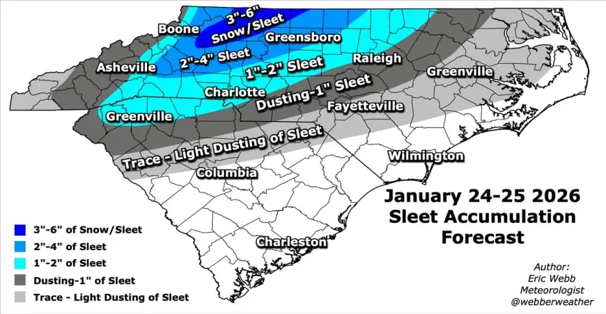 North Carolina winter storm risk shifts from “slippery roads” to “days without power” as ice hangs on into Monday