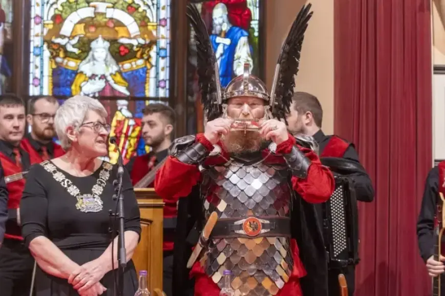 SIC Convener and Guizer Jarl Bring Humor to Up Helly Aa Reception