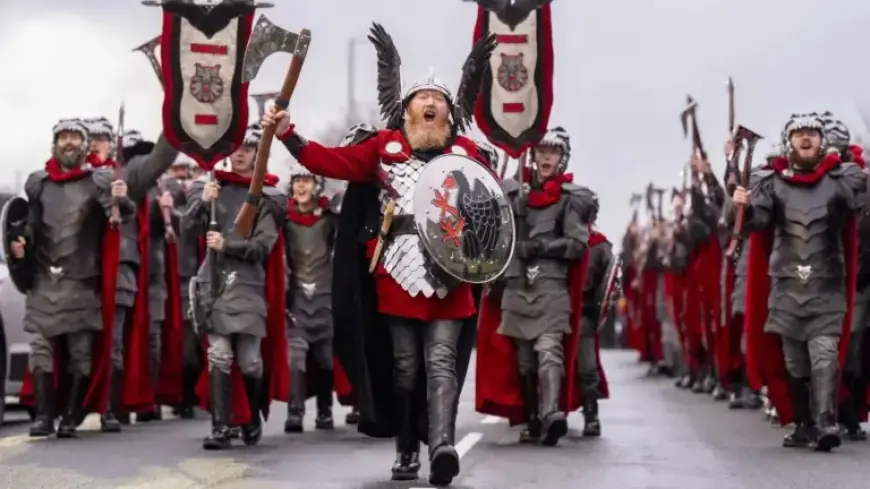Throngs Unite in Shetland for Up Helly Aa Fire Festival Celebration
