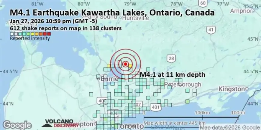 4.1 Magnitude Earthquake Strikes Kawartha Lakes, North of Toronto, Canada