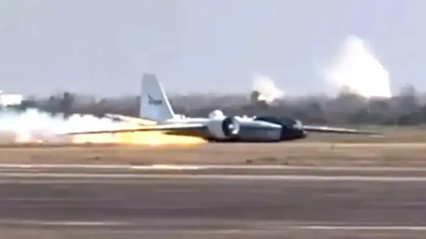 NASA’s WB-57F Canberra Jet Executes Fiery Belly-Landing in Houston