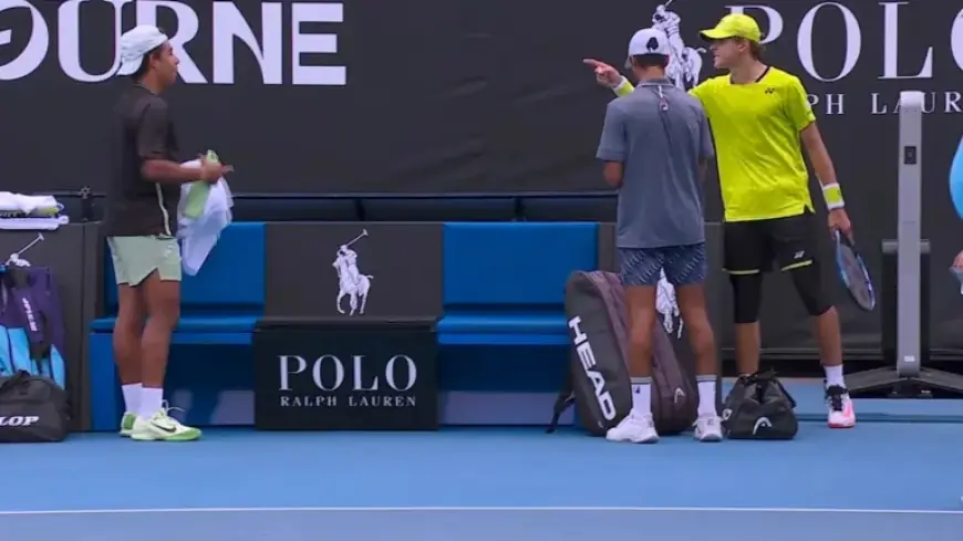 Aussie Player Confronts Rival After Junior Doubles Win
