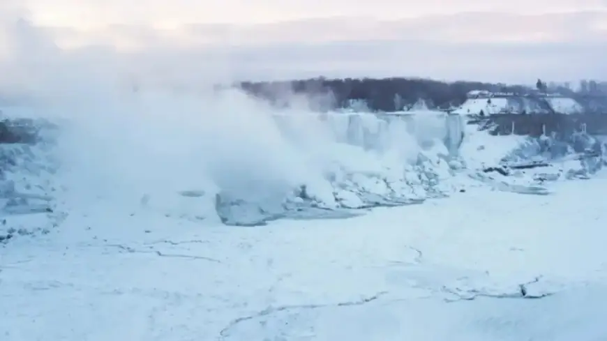 Bitter Cold Partially Freezes Niagara Falls