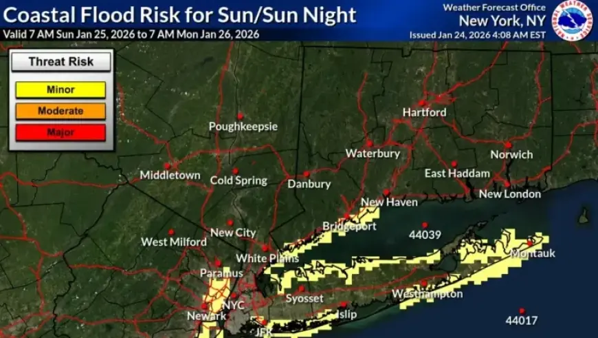 NWS Alerts Southern Westchester to Minor Coastal Flooding on Jan. 25