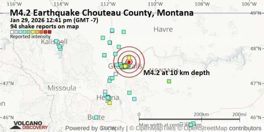 4.7 Magnitude Earthquake Strikes Near Great Falls, Montana on Jan 29, 2026