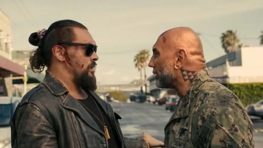 Dave Bautista, Jason Momoa, and Morena Baccarin collide in a new action-comedy moment as “David Bautista” searches surge again