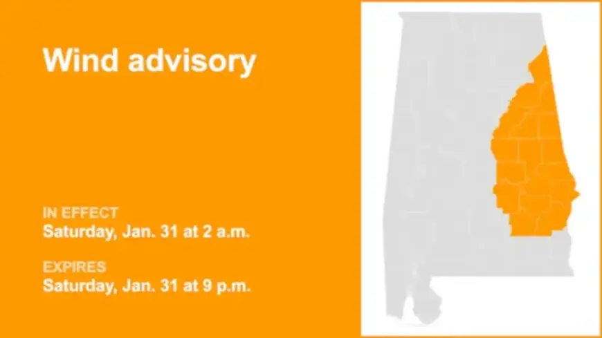 Central Alabama Faces Saturday Wind Advisory with Gusts Up to 40 mph