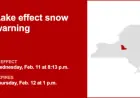 Madison County Faces Lake Effect Snow Warning Until Thursday Afternoon