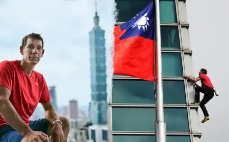 Alex Honnold scales Taipei 101 without ropes in live skyscraper stunt