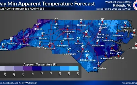 North Carolina weather: winter storm warning eases, cold lingers into Monday