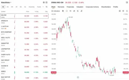Hong Kong EV Stocks Drop Amid January Sales Slump