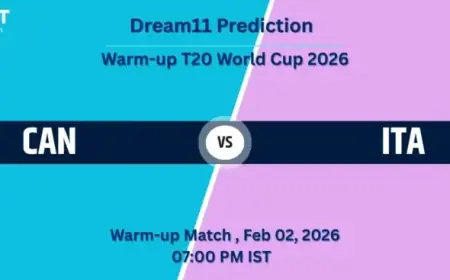 CAN vs ITA: T20 WC 2026 Warm-up Match 3 Dream11 Prediction