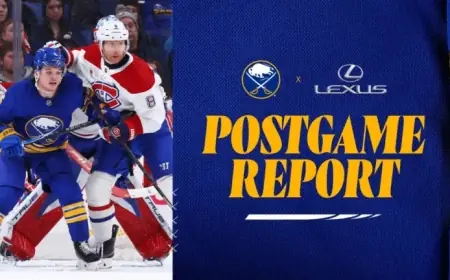 Sabres’ Winning Streak Ends with Narrow Defeat to Canadiens