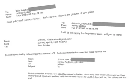 Epstein Emails Reveal Ties to Tom Pritzker, Gensler, and Notable Architects