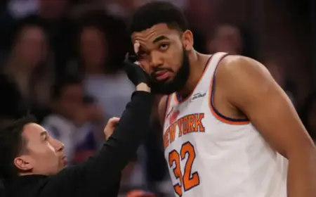 Knicks’ Karl-Anthony Towns Eye Injury Caught on Video After Collision