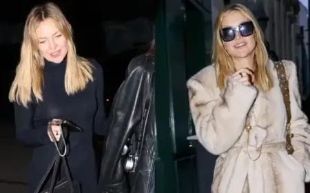 Kate Hudson Dazzles in Sheer Dress and Luxe Faux-Fur Coat in Paris