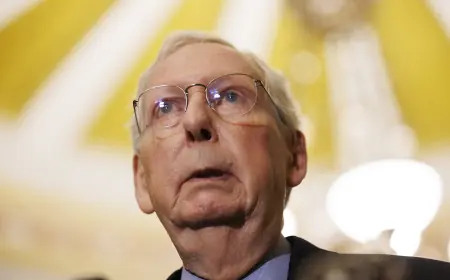 Senator Mitch McConnell hospitalized after flu-like symptoms, office says prognosis positive