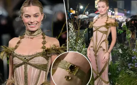 Margot Robbie Dons Brontë Sisters Hair Bracelet at ‘Wuthering Heights’ Premiere