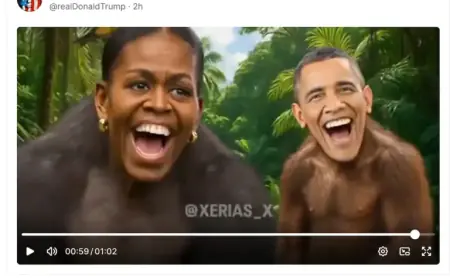 Donald Trump Shares Controversial Video Portraying Obamas as Monkeys