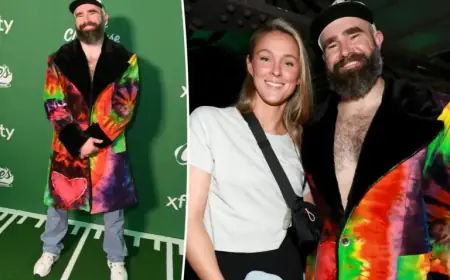 Jason Kelce Rocks Bold Tie-Dye Coat at ‘New Heights’ Super Bowl 2026 Party