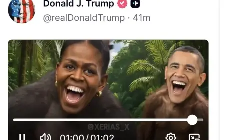 Trump shares video depicting Obamas as primates, triggering renewed backlash