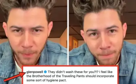 Glen Powell Responds to Nick Jonas Discovering Borrowed Pants
