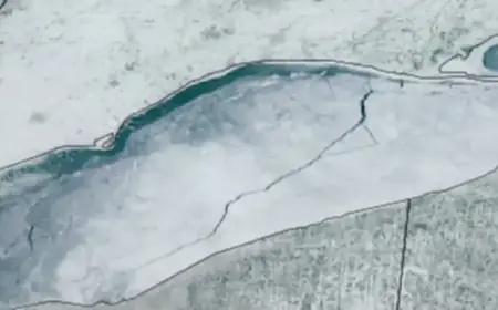 Satellite Reveals 80-Mile Crack in Lake Erie’s Ice Cover