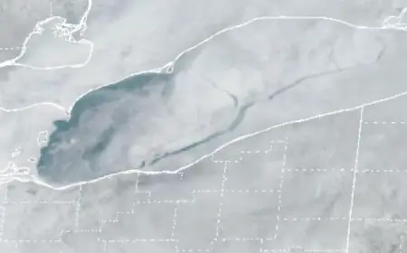Lake Erie ice crack stretches roughly 80 miles as near-freeze triggers safety warnings