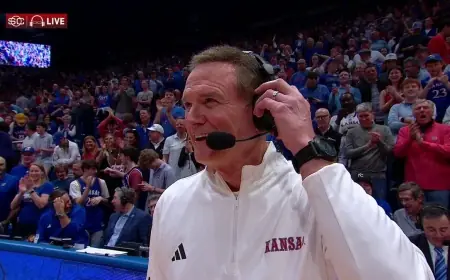 Bill Self’s courtside reaction during Utah vs Kansas sparks chatter as Kansas fans celebrate another home win