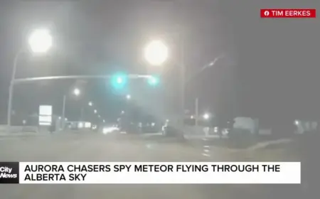 Meteor Lights Up Alberta Sky for Aurora Chasers