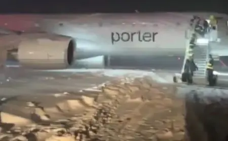 Porter Airlines Plane Skids Off Halifax Tarmac Amid Heavy Snowfall