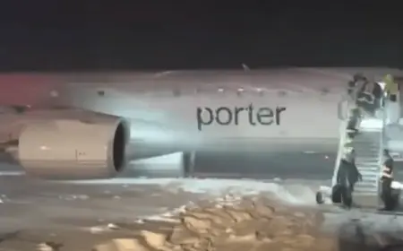 Porter Flight from Toronto Slides, Stuck in Snow at Halifax Airport