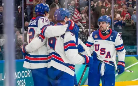 U.S. Men’s Hockey Dominates Latvia in Olympic Opener