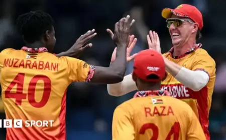 Zimbabwe Stuns Australia with 23-Run Victory at T20 World Cup, Muzarabani Shines
