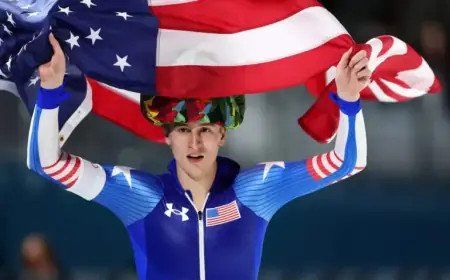 Jordan Stolz Sets Olympic Record, Wins Gold in Men’s 500m Speedskating