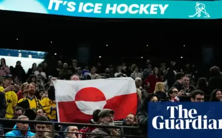 European Fans Display Greenland Flag at 2026 Winter Olympics Ice Hockey Game