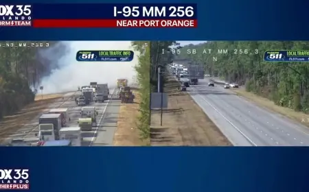 Orlando fire shuts I‑95 near Port Orange; northbound lanes blocked