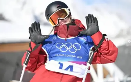 Olympic Freestyle Skier Vernon Celebrates Teammate’s Bronze Medal Achievement