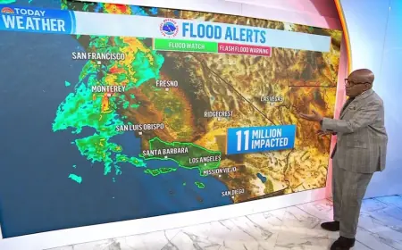 Flash Flood Warning for Los Angeles as Thunderstorms Hit Burn-Scar Areas and Mountain Snow Builds Across California