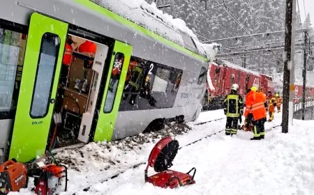 Swiss train avalanche: Five injured as commuter service derails near Goppenstein