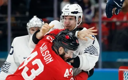 French defenseman Pierre Crinon suspended for rest of Olympic hockey tournament after fight