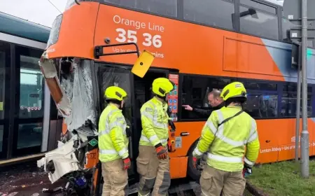 bbc news: Tram derailed after collision with bus in Chilwell; passengers treated for minor injuries