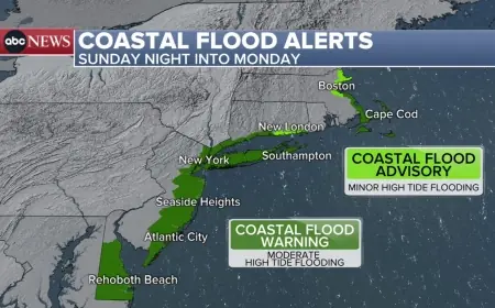 Coastal Flood Warning Along the Northeast Coast: High Tide Surge Threat Grows as Powerful Winter Storm Nears