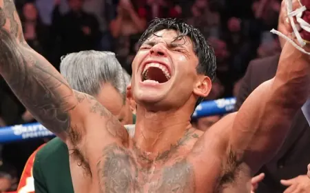 Ryan Garcia dominates Mario Barrios to win WBC welterweight title — ryan garcia drops Barrios in first 30 seconds