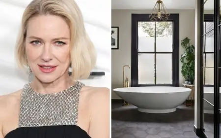 Naomi Watts’ offbeat style lessons for parents and home decorators — kids’ blunt fashion notes and a warm-metal bathroom makeover